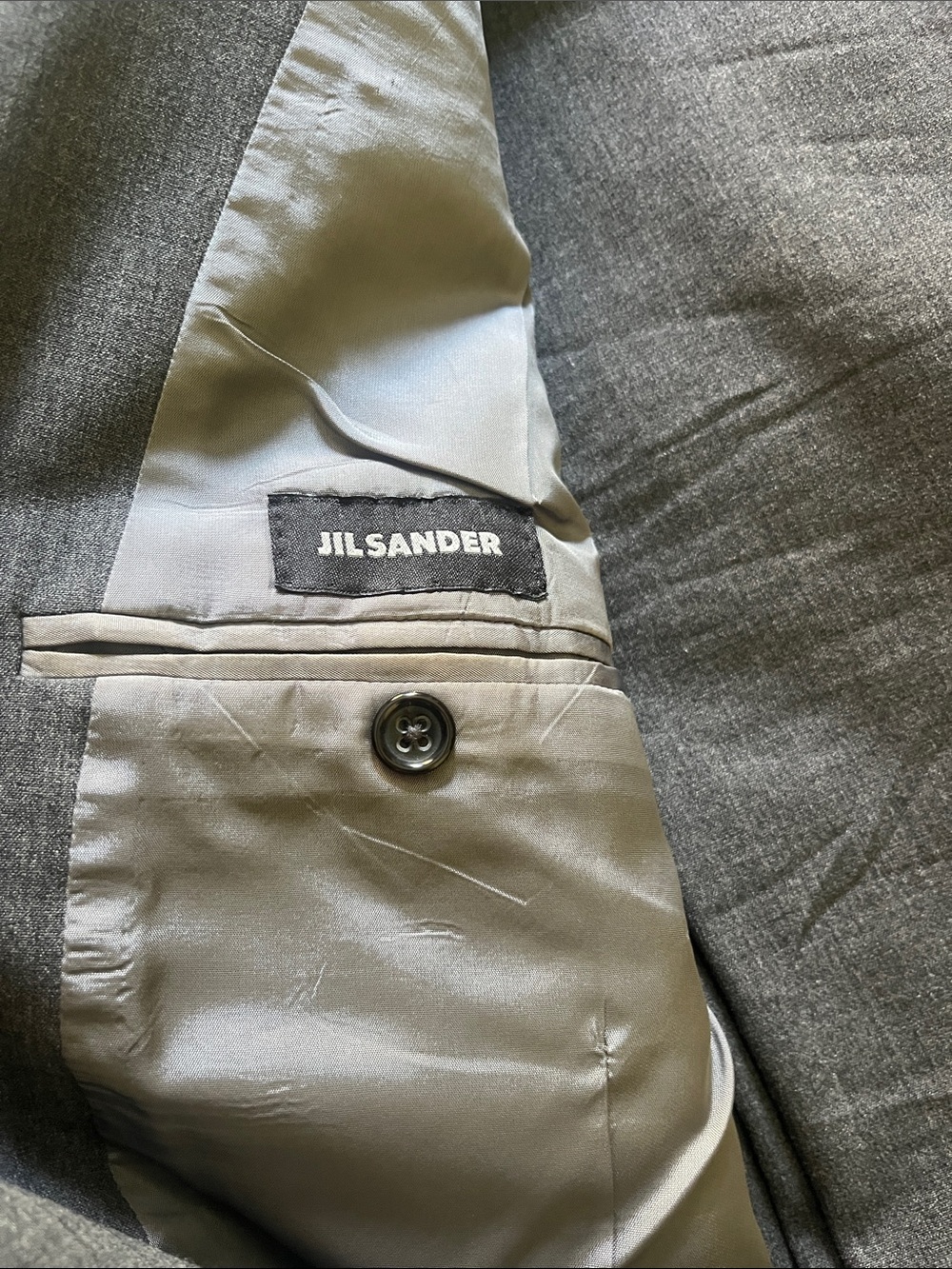 Jil Sander Silver-Grey Satin-Lined Blazer